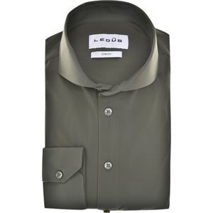Ledub slim fit overhemd, popeline, donkergroen