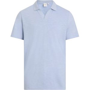 Calvin Klein Linen Cotton Cuban Regular Polo, heren poloshirt, blauw