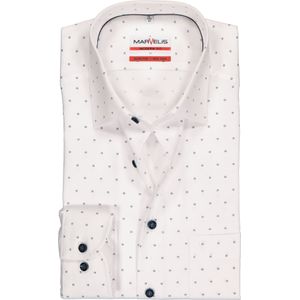 MARVELIS modern fit overhemd, wit met blauw mini dessin 45