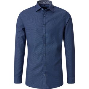 VENTI body fit overhemd, structuur, blauw