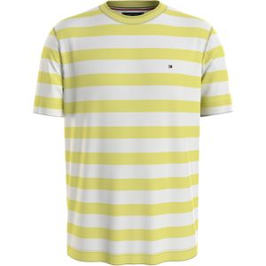 Tommy Hilfiger Slub Cotton Stripe Tee, heren T-shirt korte mouw O-hals, geel -  Maat: M