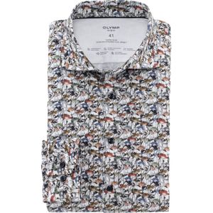 OLYMP 24/7 No. 6 Six super slim fit overhemd, tricot, wit dessin