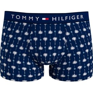 Tommy Hilfiger trunk (1-pack), heren boxers normale lengte, blauw met wit palmbomen print -  Maat: M