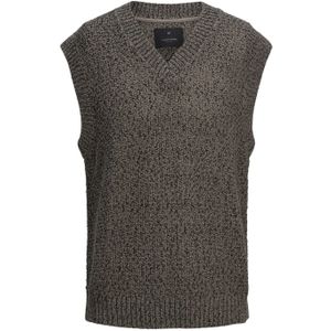 JACK & JONES Pierre knit vest slim fit, heren spencer katoenmengsel met V-hals, lichtbruin -  Maat: M