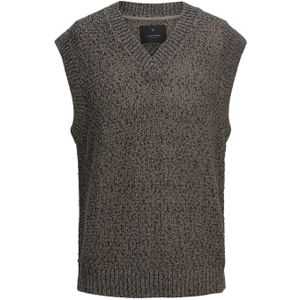 JACK & JONES Pierre knit vest slim fit, heren spencer katoenmengsel met V-hals, lichtbruin -  Maat: XL