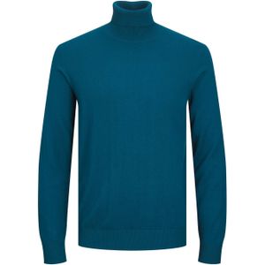 JACK & JONES Emil knit roll neck slim fit, heren pullover viscosemengsel met col, middenblauw
