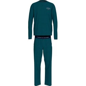 Tommy Hilfiger heren pyjama set, petrol fijn gestreept - Maat: M