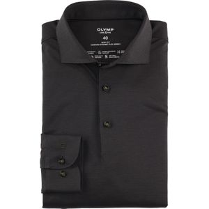 OLYMP Level 5 body fit overhemd, tricot, olijfgroen dessin