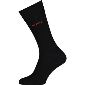 HUGO logo sokken (2-pack), herensokken katoen, zwart -  Maat: 39-42