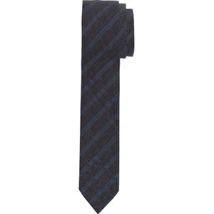 OLYMP extra smalle stropdas, bruin gestreept -  Maat: One size