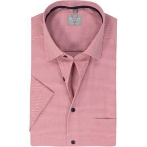 MARVELIS comfort fit overhemd, korte mouw, popeline, bordeaux rood met wit mini ruitje