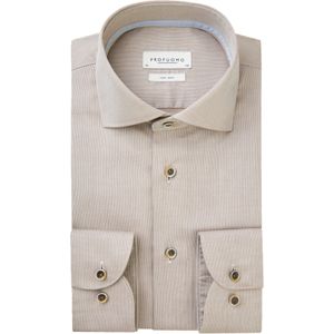 Profuomo slim fit heren overhemd, dobby, beige 43