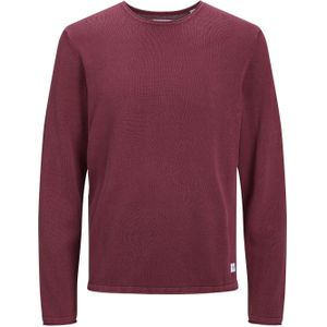 JACK & JONES Leo knit crew neck slim fit - heren pullover katoen met O-hals - rozerood - Maat: L
