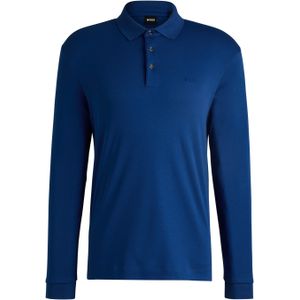 BOSS Pado regular fit polo lange mouw, jersey, blauw