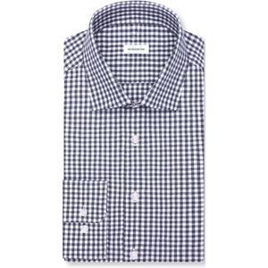 Seidensticker - Flanellen Overhemd - Donkerblauw - Regular 1/1 Kentkraag Ruit