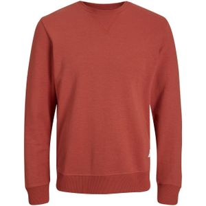 JACK & JONES Basic sweat crew neck regular fit, heren sweatshirt katoenmengsel met O-hals, warm oranje