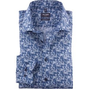 OLYMP Luxor modern fit overhemd, popeline, koningsblauw dessin