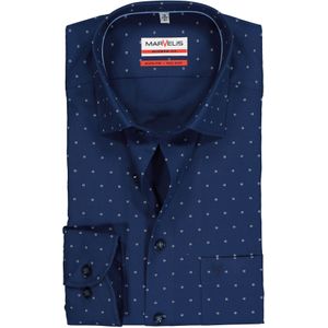 MARVELIS modern fit overhemd, marine blauw met wit mini dessin 45