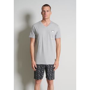 Ceceba heren shortama V-hals, donkergrijs dessin -  Maat: 5XL