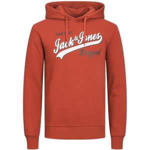 JACK & JONES Logo sweat hood regular fit, heren hoodie katoenmengsel met capuchon, warm oranje -  Maat: XS