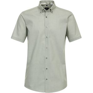 VENTI - Modern Fit - Overhemd - Groen - Korte Mouw - Fil a Fil