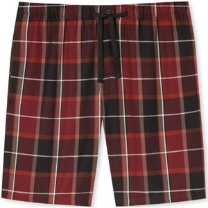 SCHIESSER Mix+Relax loungebroek kort, heren bermudashort geweven stof biologisch katoen geruit terracotta