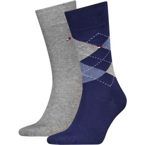 Tommy Hilfiger Sock Check (2-pack), heren sokken, blauw geruit
