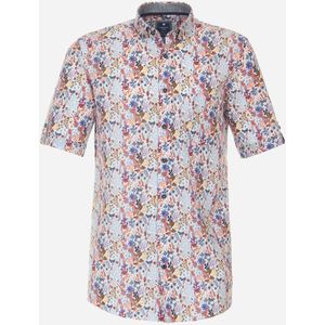3 voor 99 | Redmond modern fit overhemd, korte mouw, popeline, blauw dessin 43/44