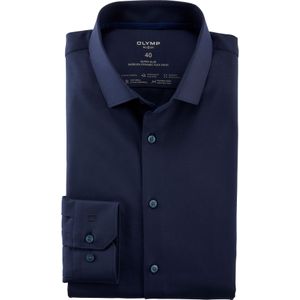 OLYMP 24/7 No. 6 Six super slim fit overhemd, twill, marineblauw