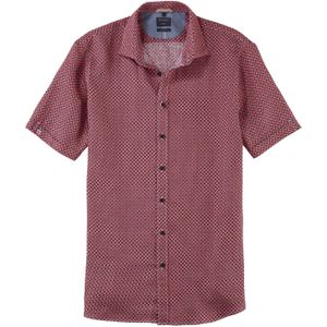 OLYMP Casual modern fit overhemd, korte mouw, structuur, rood dessin