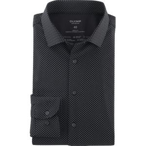 OLYMP 24/7 Level 5 body fit overhemd, structuur, zwart dessin