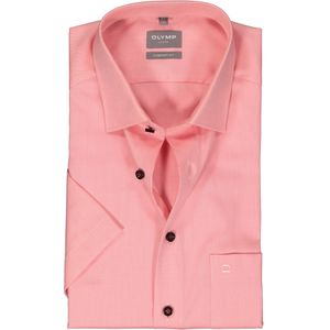 OLYMP comfort fit overhemd, korte mouw, structuur, koraal - Maat: 52 52