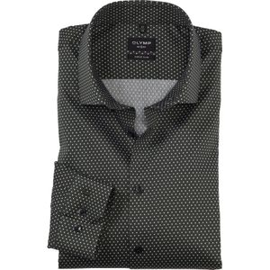 OLYMP No. 6 Six super slim fit overhemd, popeline, olijfgroen dessin