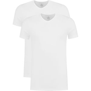 VENT strak model T-shirt V-hals (2-pack), wit -  Maat: XXL