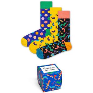 Happy Socks Happy Birthday Gift Box (3-pack), unisex sokken in cadeauverpakking - Unisex - Maat: 36-40