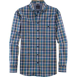 OLYMP Casual modern fit overhemd, popeline, marineblauw geruit 39/40