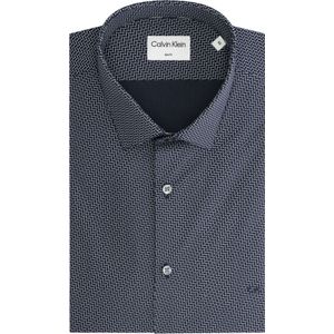 Calvin Klein slim fit overhemd, Geometric Print Slim Shirt, blauw met wit dessin