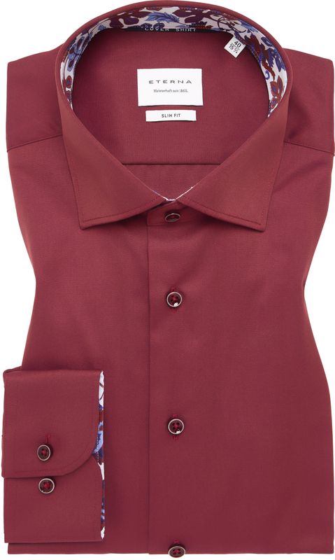 ETERNA - Slim Fit Overhemd - Donkerrood - Twill