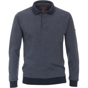 Redmond heren sweatshirt katoenmengsel, polo kraag, blauw (middeldik) -  Maat: M