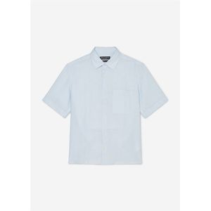 Marc O'Polo regular fit heren overhemd, korte mouw, structuur, lichtblauw 37/38