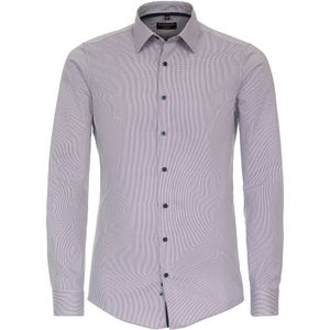 3 voor 99 | Redmond slim fit overhemd, structuur, rood, wit, blauw mini dessin