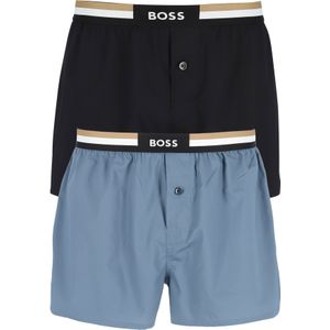 HUGO BOSS boxershorts woven (2-pack), heren boxers wijd model, blauw