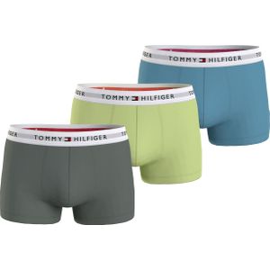 Tommy Hilfiger trunk (3-pack), heren boxers normale lengte, groen, lime, petrol -  Maat: M