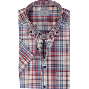 MARVELIS comfort fit overhemd, korte mouw, popeline, rood geruit