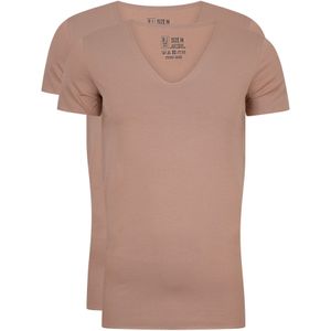 RJ Bodywear Everyday Tilburg T-shirts (2-pack), heren stretch T-shirt diepe V-hals, huidskleur (raw edge)