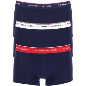 Tommy Hilfiger low rise trunk (3-pack), lage heren boxers kort, blauw met 3 kleuren tailleband -  Maat: XXL