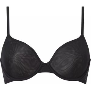 Calvin Klein dames Sheer Marquisette lightly lined demi bra, beugel BH, zwart -  Maat: 75DD