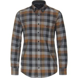 CASA MODA Sport casual fit overhemd, dobby, antraciet geruit