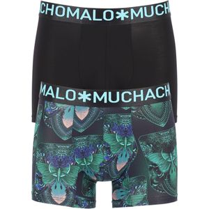 Muchachomalo heren boxershorts (2-pack), heren boxers bamboe normale lengte, Butterflight, print en zwart -  Maat: 3XL