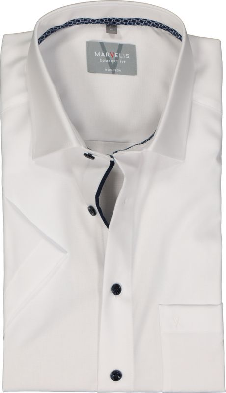 MARVELIS comfort fit overhemd, korte mouw, structuur, wit 42